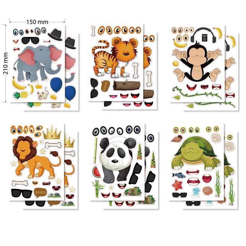 Rajzfilm Animal Jigsaw Puzzle matricák