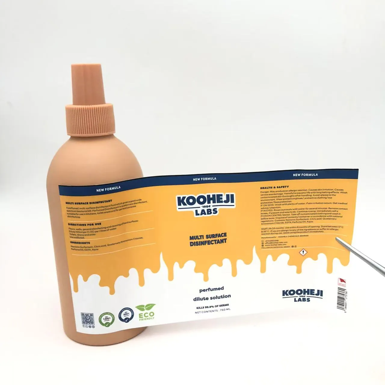 Fertőtlenítő flakon csomagolás címkéi